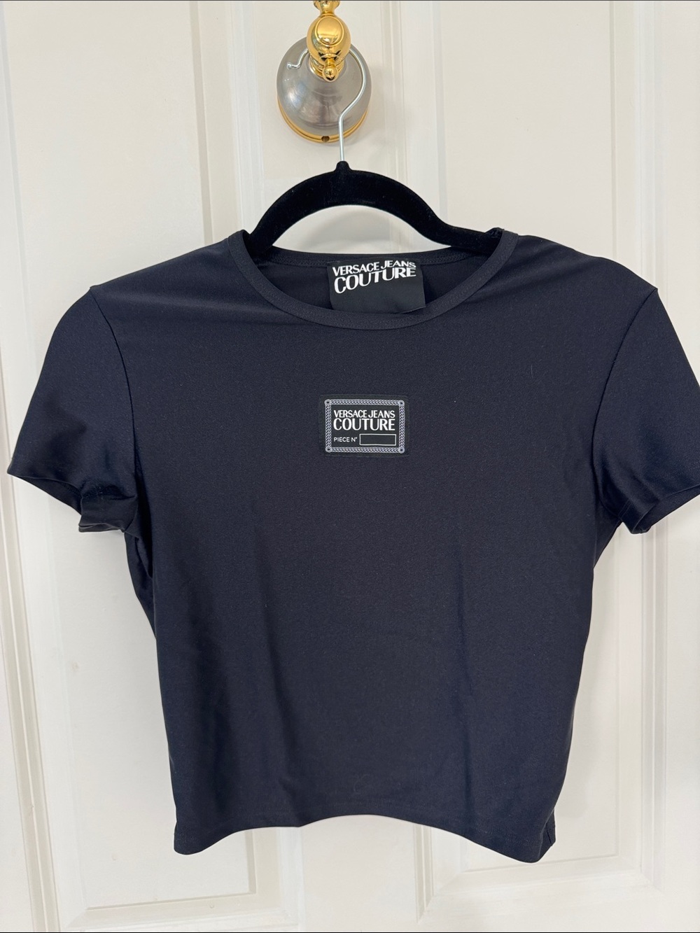 Versace Jeans Couture Black Logo Patch Short Sleeve Tee